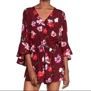 Express Burgundy Floral Romper